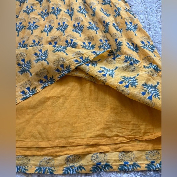 Emerson Fry Basalie Dress Floral India Collection Yellow Marigold Mini Cotton M - Picture 10 of 11